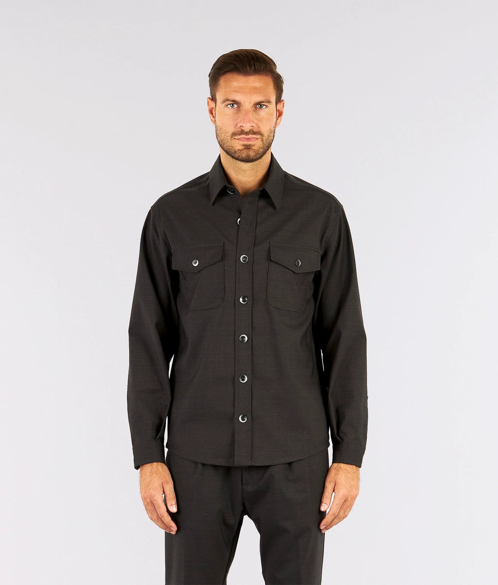 Technical wool diagonal overshirt jacket | OSAKA - CRUNA
