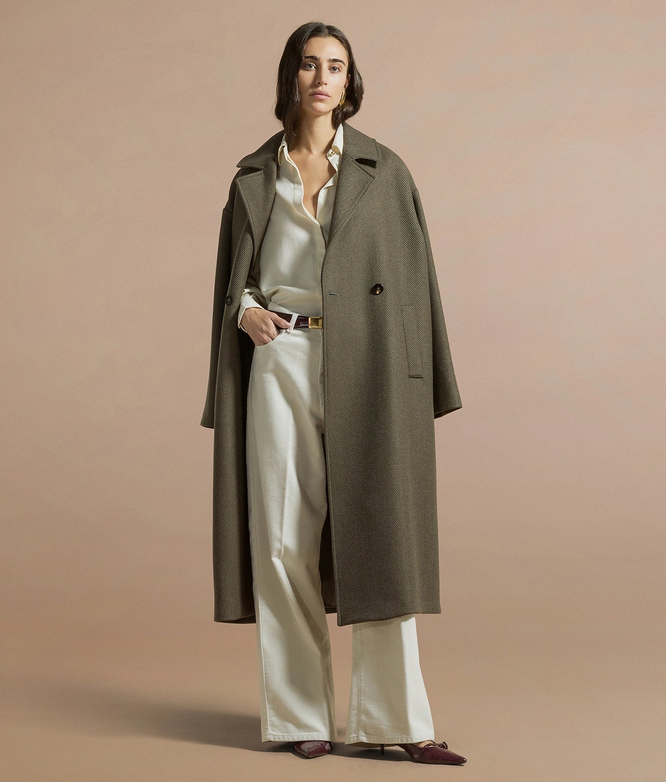 Mohair wool alpaca blend coat with dropped shoulder | NORAH - CRUNA