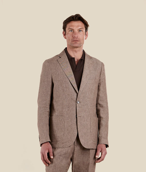 Single-breasted jacket in lightweight pure linen canvas TRIBECA